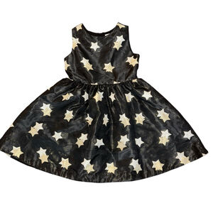 Girls Gymboree Dress Size 8 Metallic gold Black White Stars fit & flare wedding